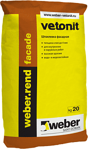 Шпатлёвка цементная Weber Rend Facade белая 20 кг – 1