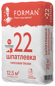 Шпатлевка гипсовая базовая Forman 22 белая, 25 кг – 1