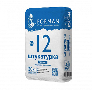 Штукатурка гипсовая  машинного нанесения FORMAN № 12 белый 30 кг  – 1