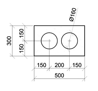 О-блок газосиликатный Д500 500х250х300 2d160 ISTKULT – 2