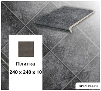 Клинкерная напольная плитка  Stroeher KERAPLATTE ROCCIA 845 nero, 240х240х10 – 1